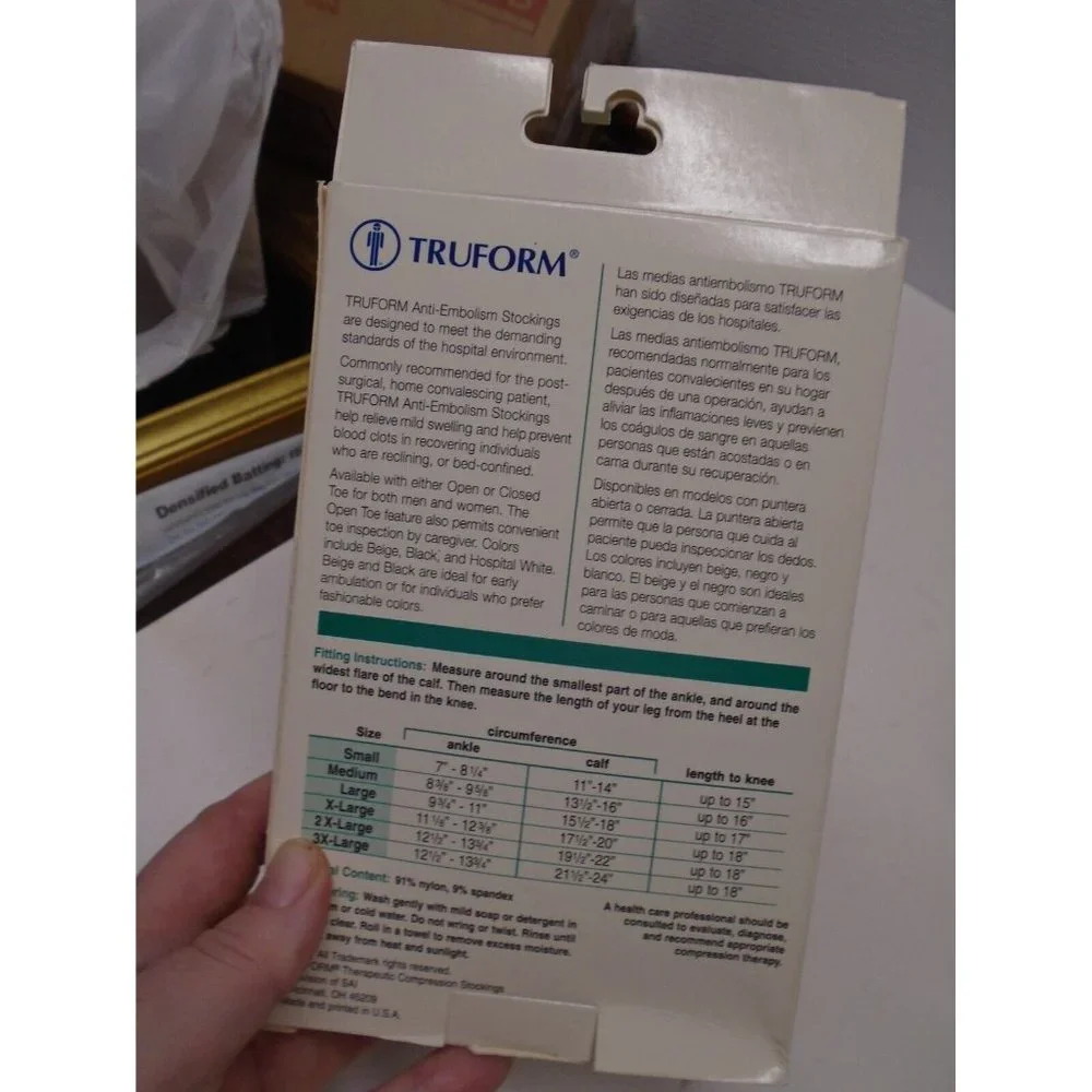 Truform 8808-BG XL Beige Anti-Embolism Compression Stockings Below Knee NEW
